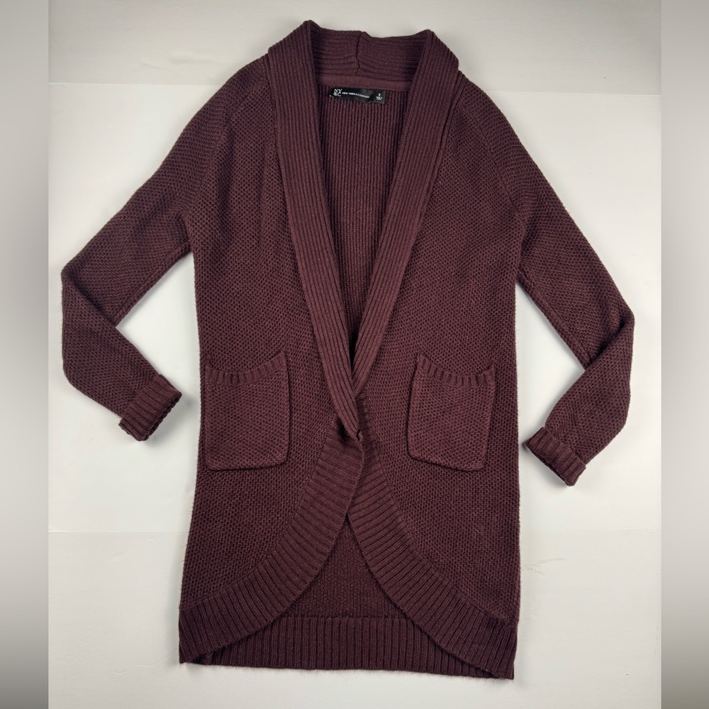 New York & Company Deep Maroon Cardigan Sweater longer length size small